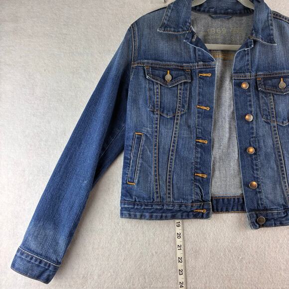 Gap Blue Denim Jacket Women's Small Button Up Crop Western Rodeo Country Chore - Picture 2 of 11